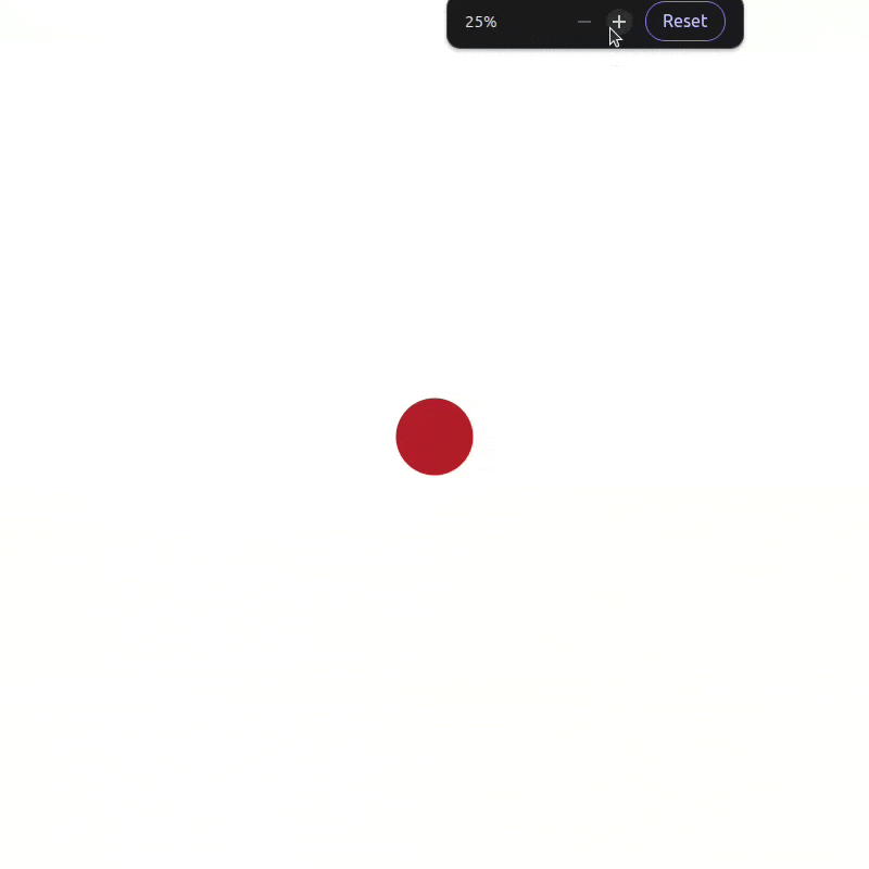 Animated GIF. Shows how zooming from 25% to 500% doesn't affect the radial-gradient() disc edges anymore.