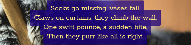 Screenshot showing four lines of golden text, middle aligned, each with its own semitransparent dark blue background and padding. The padding on each line leads to intersection, and where we have intersection, the semi-transparent background becomes more opaque.