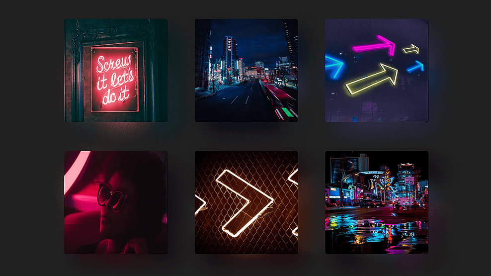 a grid of square images, each with a grainy shadow that's a blurred copy of itself