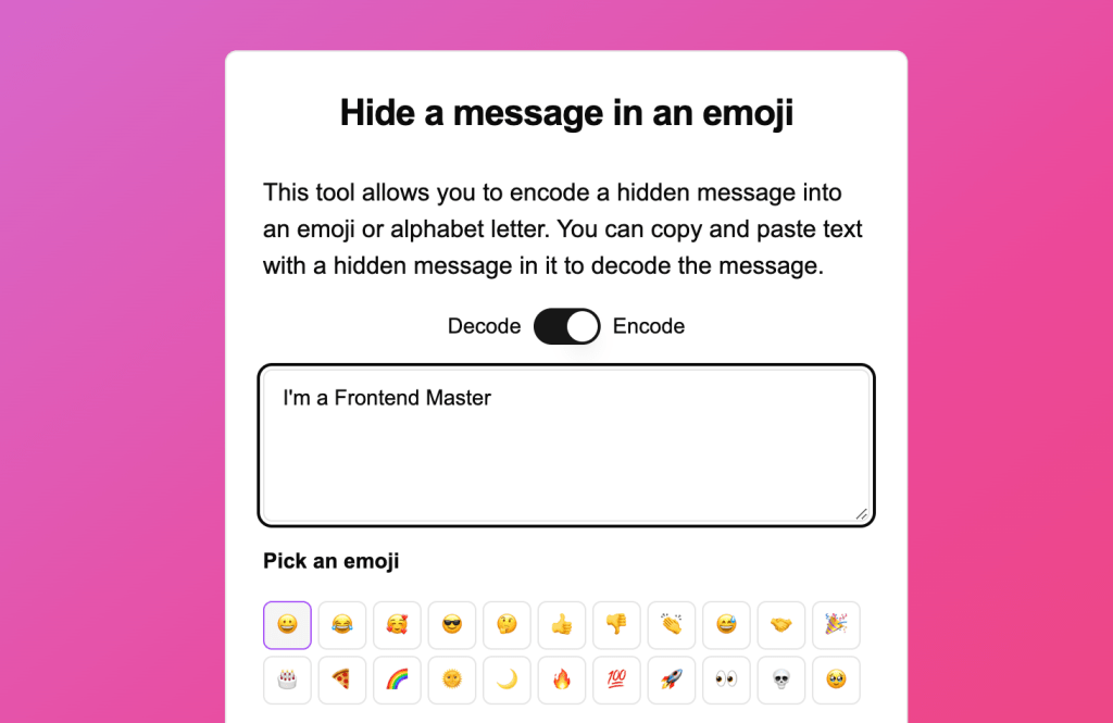 Post Thumbnail for Hide a message in an emoji