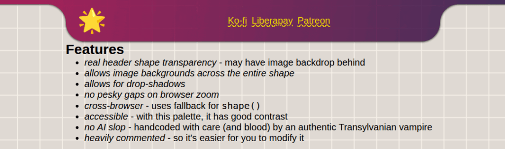 Screenshot. Shows a header with both convex and concave roundings.